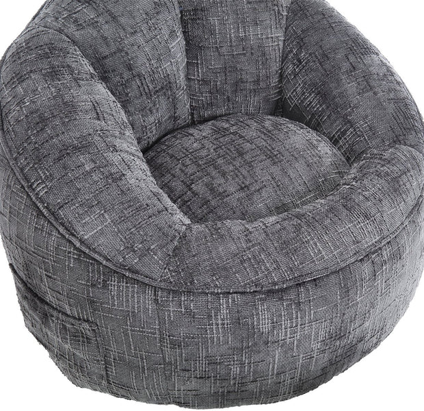 Zitzak met Voetensteun - Loungestoel met Hoge Druk Schuimvulling - Beanbag Ergonomisch Ontwerp - Chenille Stof – 89x88x76 cm - Grijs