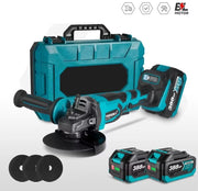 Slijpmachine - Haakse Slijper - Slijper - Elektrische Slijper - 2x Accu - Met Koffer - Met Accessoires - Blauw