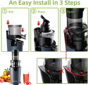 Slow juicer - Press juicer - Juice extractor - Powerful motor - 200W
