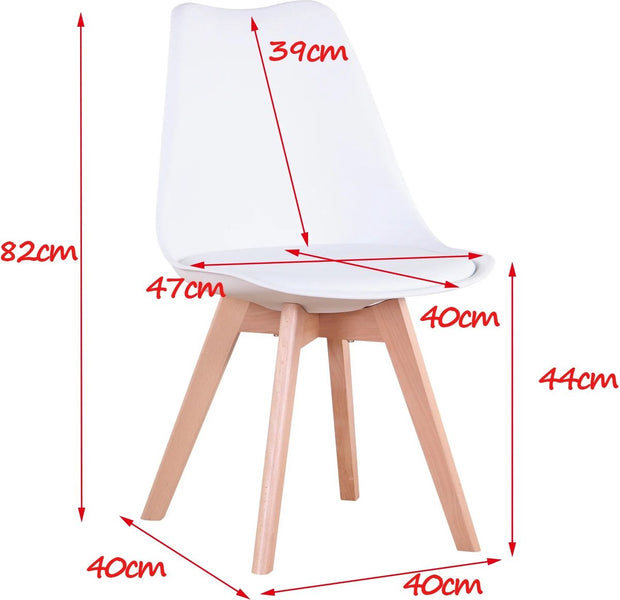 Set of 6 Dining Chairs - Upholstered Chairs with Beech Legs - Stylish Office Chairs for Dining Room, Bedroom, Balcony or Restaurant - Beige