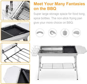 RVS Barbecue - Houtskool Grill - BBQ - Roestvrijstaal - 73 x 34 CM - Inclusief kookgereedschap - Zilverkleurig - RVS