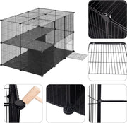 Dierenren - Kattenren - Hondenren Buiten - Konijnenhok voor Binnen - Konijnenren - Kippenren - Ren - 105x70x70 cm - Zwart