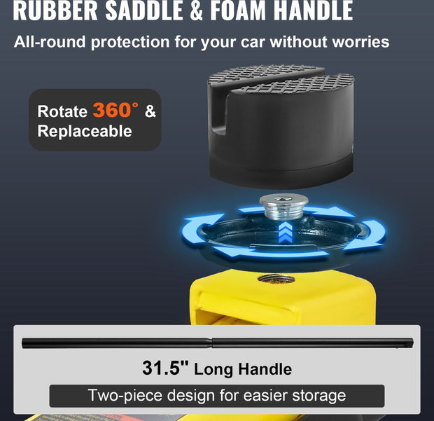 Laag Profiel Vloerkrik - Hydraulisch - Hefbereik 85-380 mm - Stalen Constructie - Veilig Rubber Zadel - Geschikt voor Auto's - SUV's, Vrachtwagens (Copy)