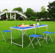 Folding camping table - Folding camping table - Picnic table - Including 4 stools