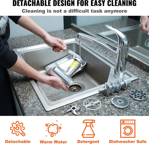 Elektrische Vleesmolen - Gehaktmolen - 250kg/Uur - RVS Maalmessen - 2 Maalschijven - Extra Onderdelen - 1100 Watt - Zwart