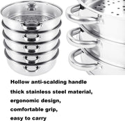 Professionele Stoompan - 5 lagen - Stoomkoker - Ø30cm - Topkwaliteit - RVS - Glazen deksel - Inductie Gas Elektrisch