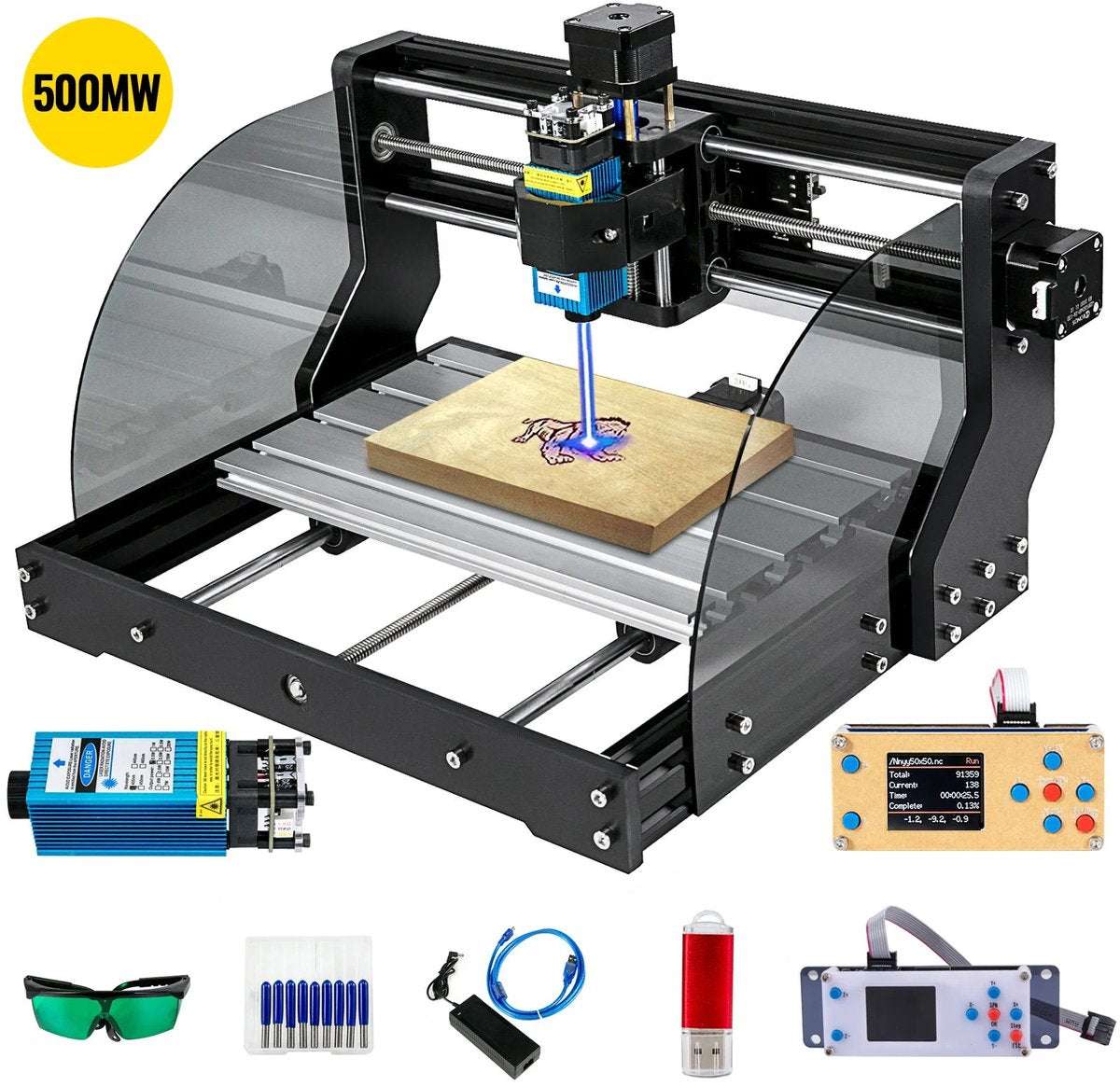 Lasergraveermachine - 3 Assen - GRBL besturing - Houtsnijder - Lasersnijmachine - 40x30x25cm