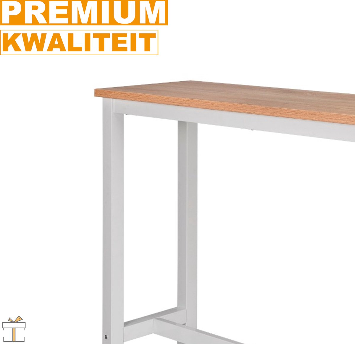 Deluxe bar table - Rectangular - Indoor bar table - Metal - White/brown - 140x40x100cm