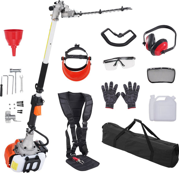 Heggenschaar Op Benzine - 26CC - 2-Takt - Met 8500 Tpm Biedt - Kan 270° Worden Gedraaid - Met Beschermende Handschoenen En Gehoorbescherming - Voor Van Tuinen - Boomgaarden - Landschapsgebieden - Theetuinen