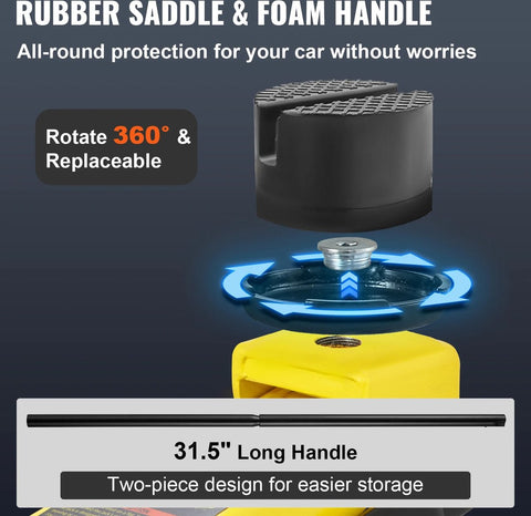 Garagekrik - Professionele Hydraulische Krik - Zware Stalen Versie - 2500 kg - Hefboom - 8,5 tot 38 cm - Zwenkwiel