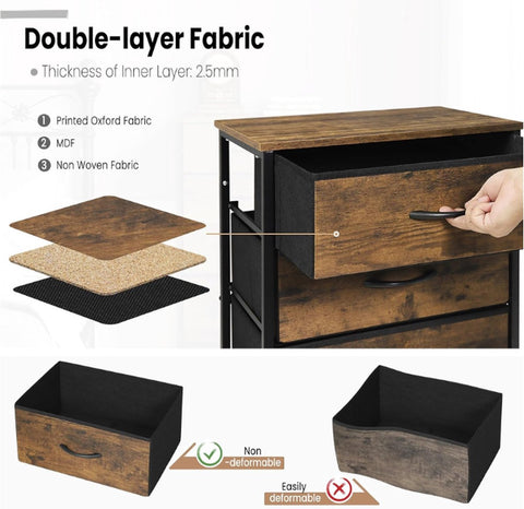 Ladekast - Ladenkastje - Ladenkast - Ladekastje - Ladekasten Slaapkamer - Commode - 45x95x30 Cm - Hout & Stof