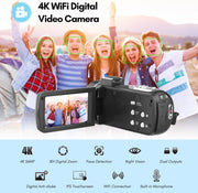 4K Ultra HD - Handycam Camcorder - 2 in 1 Set Met Externe Microfoon - 42 megapixels HD-digitale camera 18X digitale zoom 3,0 inch scherm met flits - Inclusief 2 Batterijen En Afstandsbediening