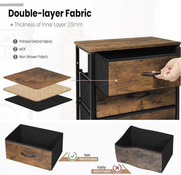 Ladekast - Ladenkastje - Ladenkast - Ladekastje - Ladekasten Slaapkamer - Commode - 45x95x30 Cm - Hout & Stof