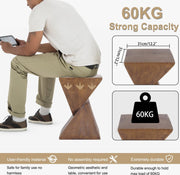 Moderne Beton Bijzettafel met Natuurlijke Houtafwerking – Geometrische Accenttafel voor Binnen en Buiten – Multifunctioneel Nachtkastje