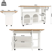 Keukeneiland - Modern Keukeneiland - Keukenkast - Uitneembare Serveerwagen Buffetkast - Eetkamerwagen - met Houtnerf - Buffetkast - Multifunctionele Eettafel - met Opbergruimte