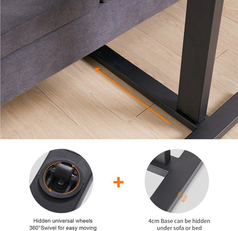 Laptoptafel - Laptray - Laptray Schoot Dienblad - Lap Tray - Laptop Standaard - Laptoptafel - Laptoptafel Op Wieltjes - Laptop Bijzettafel - 80x40x89.50