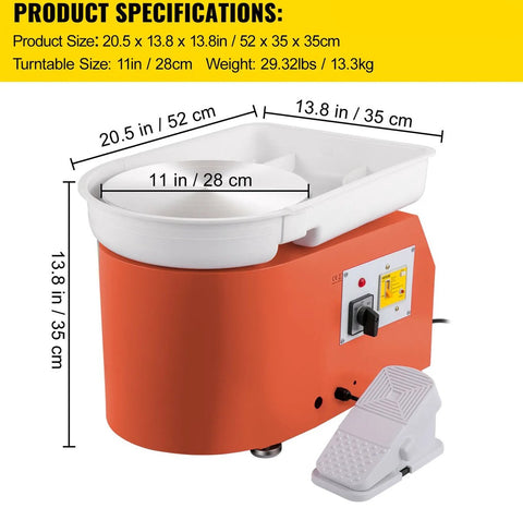 Pottenbakkersschijf - Draaischijf Pottenbakken - Pottenbakken Draaischijf - Draaischijf - Boetseerschijf - Draaischijf Keramiek - Pottenbakken Kinderen - Pottenbakken Volwassenen - Oranje