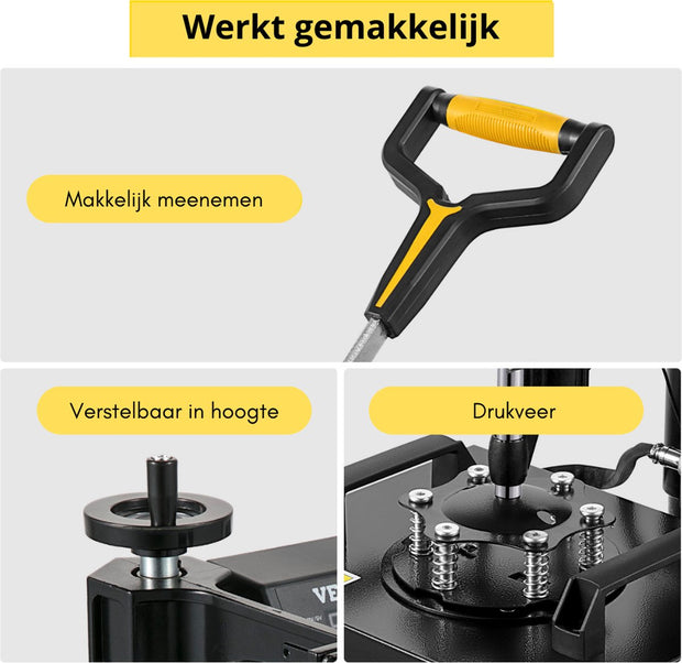 Transfer Press - 2 in 1 - Printing Machine - Heat Press - Printing Press - Heat Press Machine - Sublimation Printer - 25x30CM - Clamshell Sublimation - Transfer Printer with Teflon Coating Powerpress DIY T-shirt Cap - Black