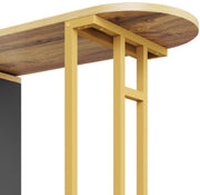 Uitschuifbare Bartafel met Opbergruimte - Moderne Verplaatsbare Bartafel - Telescopische Bartafel met LED - Bartafel - Bistrotafel - Hoge Tafel - Kookeiland - Bistrotafel - (138-204×39×105cm) - Zwart & Goud