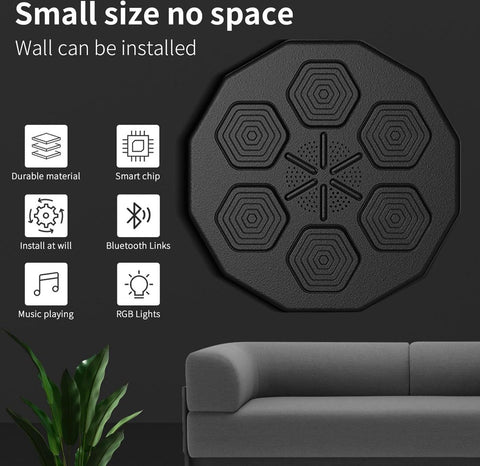 Digital boxing machine - Boxing machine - With music &amp; Bluetooth - Intelligent training - Wall mounting - Boxing - Punching ball - Punching bag - Boxing machine - Boxing machine - Boxing machine with music - Black