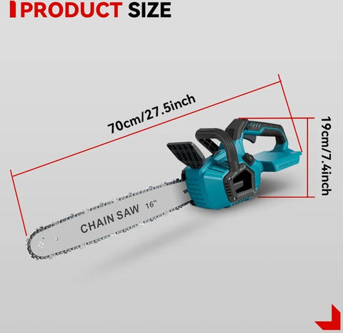 Elektrische Kettingzaag - Kettingzaag met Accu - Houtzaag - Houtbewerking - Boomzaag - Krachtig - 8000W - 16 Inch - 2 Accu's - Acculader - Ketting en Zaagblad - Noodstop - Verstelbare Ketting