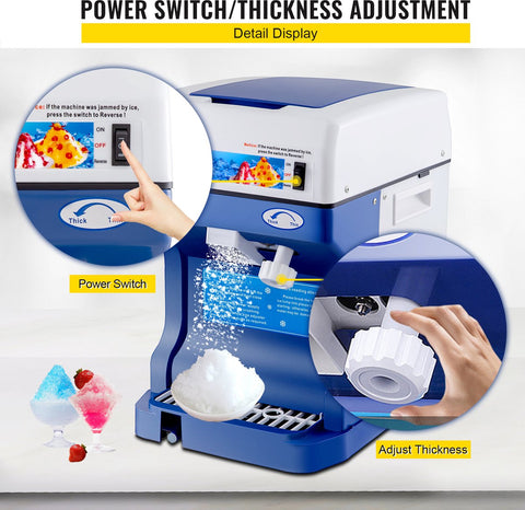 Commercieel Ijsscheerapparaat - Food Grade -  Materiaal,Hoogrenderende -  Motor & Blad - Lange Levensduur - 420 Roestvrijstalen Mes - Voor Thuis & Commercieel Gebruik - Wit/Blauw