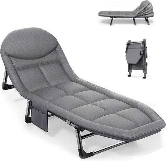 Camp bed - Camp beds 1 person - Camping bed - 65x200x32 cm - Stretcher - Foldable camping bed - With mattress - Adults - Gray