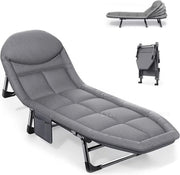 Veldbed - Veldbedden 1 Persoon - Kampeerbed - 65x200x32 Cm - Stretcher - Inklapbaar Campingbedje - Met Matras - Volwassenen - Grijs