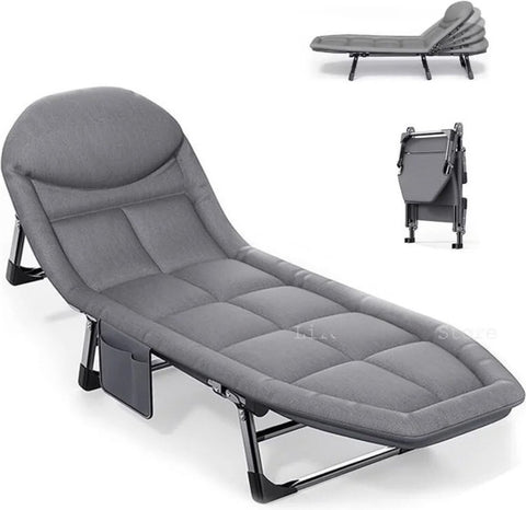 Veldbed - Veldbedden 1 Persoon - Kampeerbed - 65x200x32 Cm - Stretcher - Inklapbaar Campingbedje - Met Matras - Volwassenen - Grijs