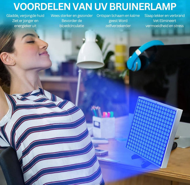 Zonnehemel - Gelaatsbruiner - Zonnebank - Gezichtsbruiner - 45W - Face&Body Tanner - Solariumlamp voor Thuis - met 225PCS Blauw Licht - Koude Laser-LED