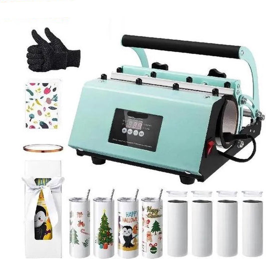 Warmte Persmachine/Sublimatie Machine - + Gratis 8X Tuimelaar bekers - Mok Pers - Cup Pers - Met handschoenen