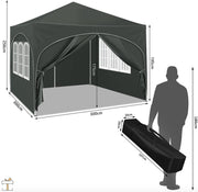 Partytent met zijwanden - Beige - Opvouwbaar - Easy up - Paviljoen - Waterdicht weerbestendig - 3x3 m