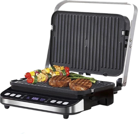 Contactgrill -Tosti Apparaat - Bakplaat - 6-in-1 - 2000W - Uitneembare Platen - Extra Groot - Anti Aanbak - 180° Uitklapbaar - Snel Schoon
