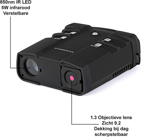 Nachtkijker met Infrarood - Verrekijker voor Volwassenen - Warmtebeeld Kijker met Nachtzicht - Inclusief 32GB SD Kaart