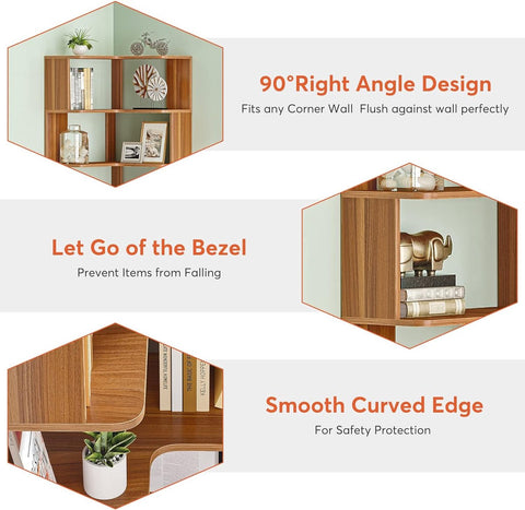 Boekenkast - Hoek Boekenkast met 6 Planken - Industrieel Grote Hoekplank - Spaanplaat - Bruin - 60 x 60 x 165 cm