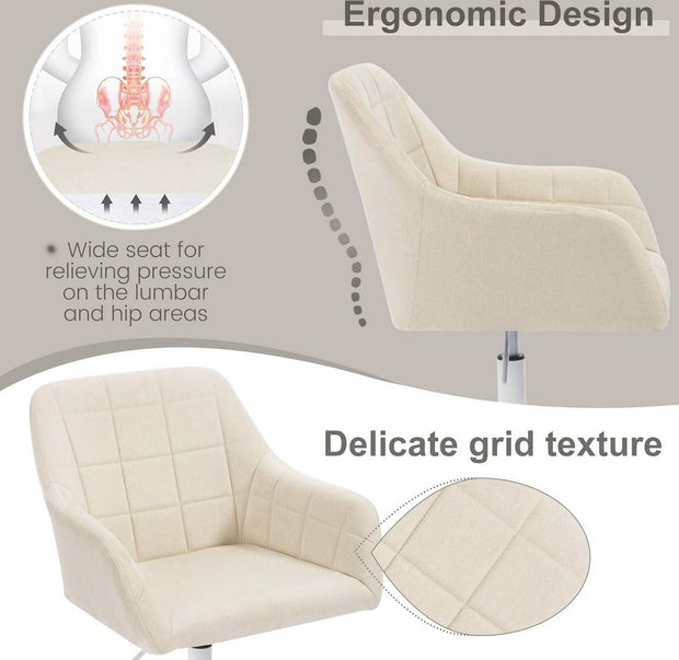 Ergonomische Bureaustoel - Bureaustoel - Draaistoel - Ademende stof - In hoogte verstelbaar - 58cm x (77-85)cm x 60,5cm