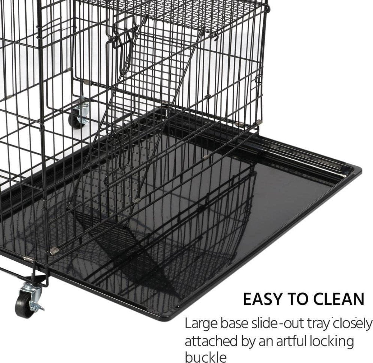 4-tier pet cage with wheels - large cage - height 123 cm - 2 doors - Black