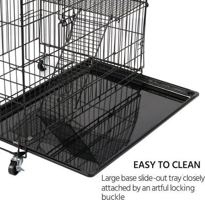 4-tier pet cage with wheels - large cage - height 123 cm - 2 doors - Black