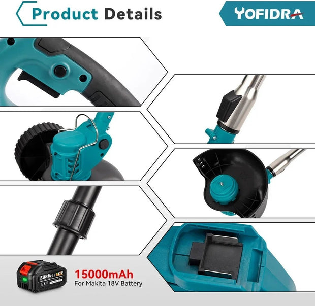 Grasmaaier - Grastrimmer - Inclusief 2 Accu´s & Oplader - Ontkruid - Maaier - Kantelmaaier - Groen