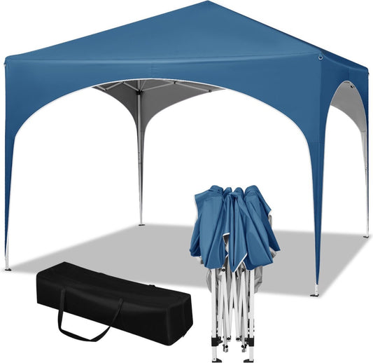 Opvouwbare Partytent - Pop-Up Paviljoen - Tuinpaviljoen - Tuinpaviljoen Waterdichte Opvouwbare Luifel - met Halfrond Dak voor Buitenmarkt - Oxford Doek - 300x300 cm - Blauw