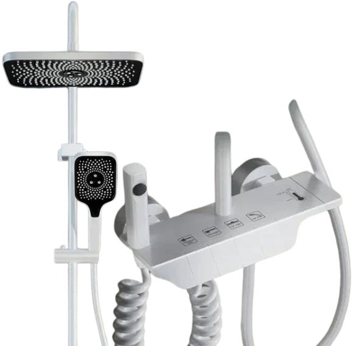 Thermostaat Doucheset - Wit - Regendouche - Douchekop - Douchestang - Douche Set - Douche Stang