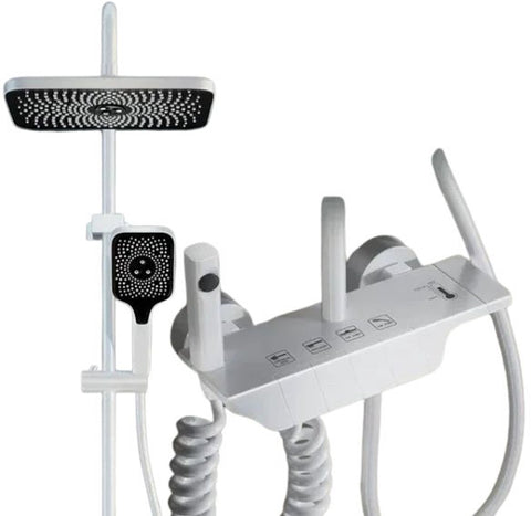 Thermostaat Doucheset - Wit - Regendouche - Douchekop - Douchestang - Douche Set - Douche Stang