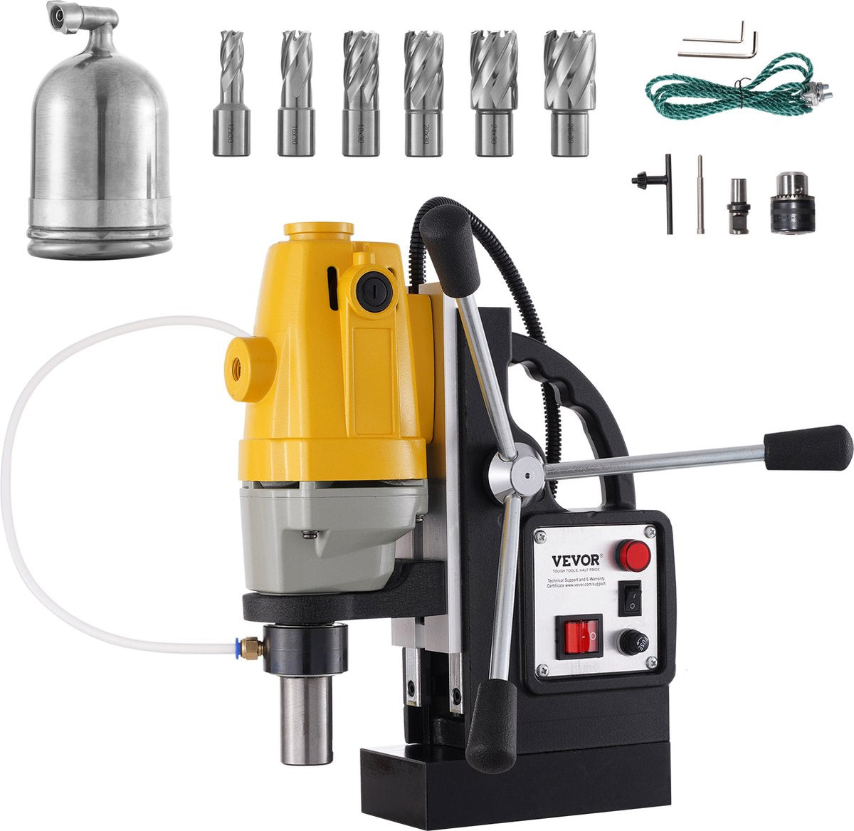 Magneetboormachine - met 6-delige HSS gatenfrezenset - 670 tpm -12000N - 1100W - MD40 - Magneetkracht Magneetboorsysteem
