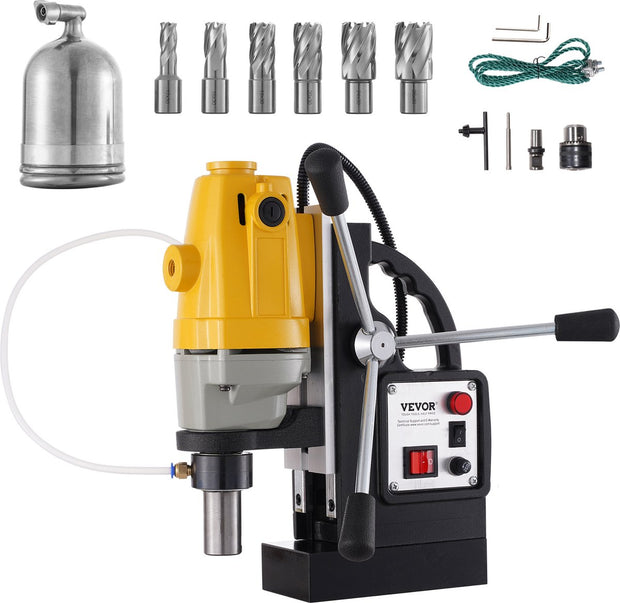 Magneetboormachine - met 6-delige HSS gatenfrezenset - 670 tpm -12000N - 1100W - MD40 - Magneetkracht Magneetboorsysteem