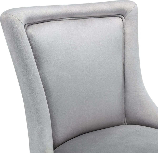 Gutent Deluxe Eetkamerstoelen, Grijs (2 stuks), Gestoffeerde stoelen met spijkers, Massief houten poten, fluwelen bekleding, keukenstoelen, woonkamerstoelen