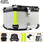 45L Aluminium Motorfiets Topkoffer - Zilver - Robuuste Opbergruimte voor Helm en Accessoires