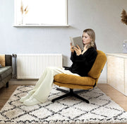 Corduroy lounge chair - Chair - Relax chair - Swivel chair - Thick cushions - With footstool - Green