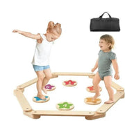 Evenwichtsbalk voor kids - Houten balansspeelgoed voor Peuters - Inclusief opstapstenen - Voor binnen en buiten