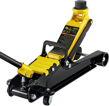 Krik - Professionele Hydraulische Krik - Garagekrik - Zware Stalen Versie -  8,5 tot 38 cm - 2500 kg - Zwenkwiel - Geel
