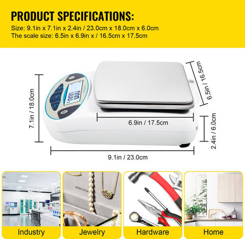 Digitale Laboratoriumweegschaal - 5000G - Roestvrij Staal En Abs -Duidelijk Lcd-Scherm - Gebruikt In Laboratoria, Universiteiten, Industrieën